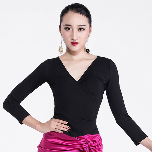 Latin Dance Top Women Backless Tops For Salsa Cha Cha Practice Train Rumba Samba Dance Wear Black Square Outfits DC1036