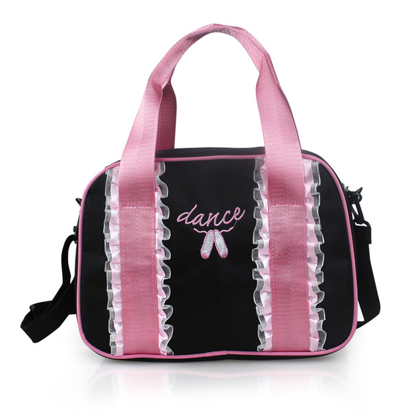 Pretty Pink+Black/Pink Dance Embroidered Ballet Shoes Ballet Bags Girls Adult Kids Lace Dance Bags