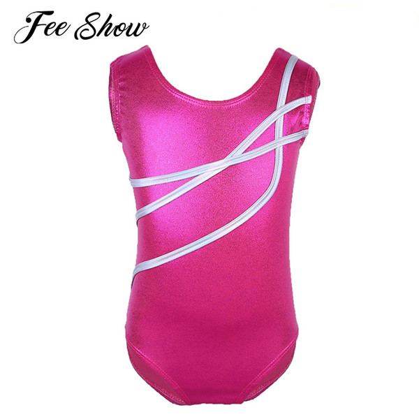 Toddler Girls One-piece Ballet Dress Leotards for Girls Sparkle Sleeveless Stripe Style Ballet Dance Gymnastics Leotard Jumpsuit