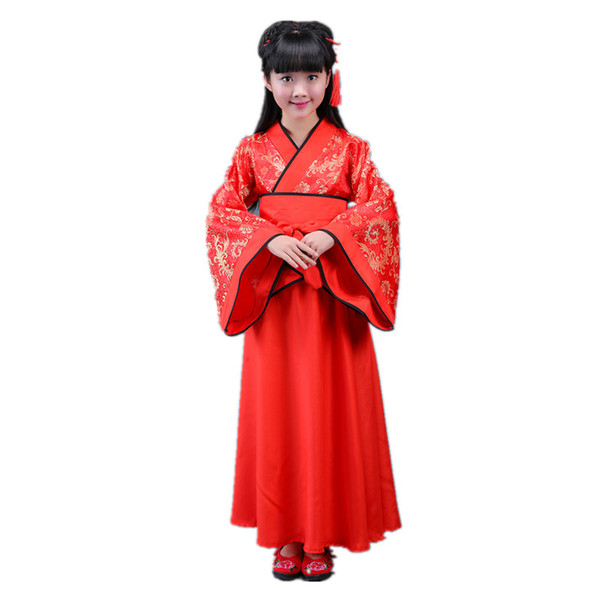 Brand New New Year's Day Children's Costumes Hanfu Girls Children's Wear Stage Costumes Show Princess Guzheng