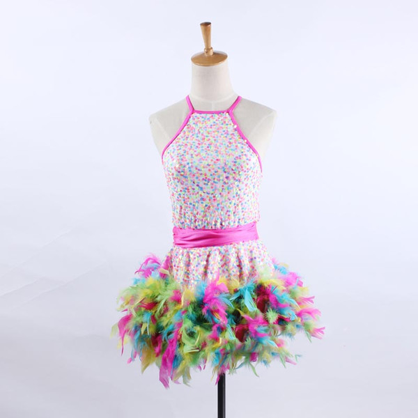 Ballet Dress Children Colorful Sequins Feather Tutu Skirt Kids Dancewear Professional Ballerinas Women Ballet Clothing DNV11223