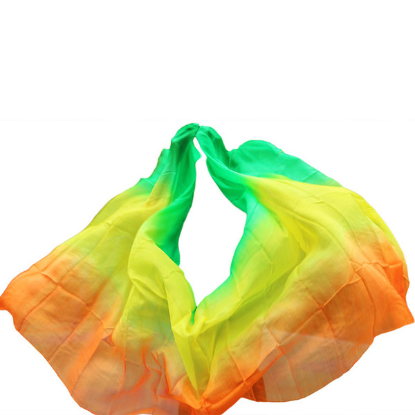 Customized 100% Real Silk Belly Dance Veil 200/250/300cm Hand Dyed Dance Silk Veil Gradient Color Accessories 5 Sizes