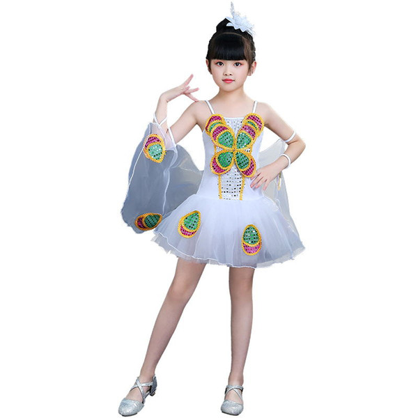 Children's modern dance girls insects flying costumes children's stage performance small butterfly with wings dance costume