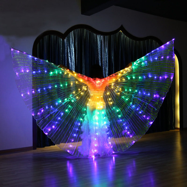 Large Colored Belly Dance LED Wings Butterfly Dancer Costume for Women Glowing Oriental Indian Bellydance Dancing Accessory Lite