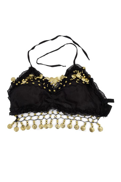 sexy lace pleated chiffon coin Belly Dance Bra Top Costume