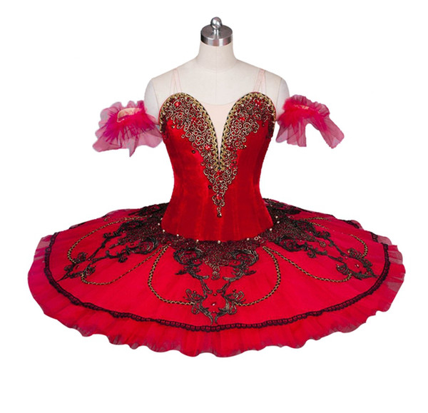 Adult Women Professional Ballet Tutu Red Black Don Quixote Ballet Stage Costume Girls Performance Ballet Tutu Attire BT9025