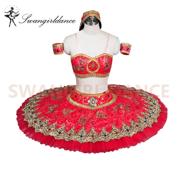 Red Spanish Corsaire YAGP Competiton Tutu Women Professional Pancake Tutu CostumeBT8982B