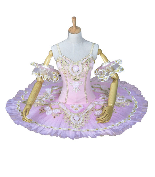 Free Pink Sleeping Beauty Stage Ballet Costumes Tutus Women Pink Fairy Swan Lake Performance Ballet Tutu BT8955