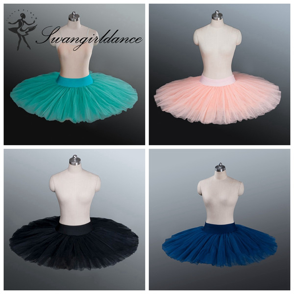 Half ballet tutu green girls 7layer hard tulle practicing platter half ballet tutu kids BT8923