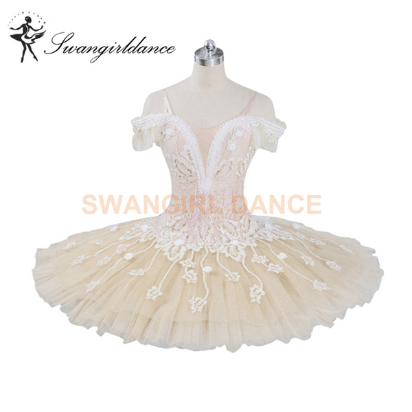 Beige Fairy Harlequinade Variation Professional Ballet Tutu Dress Kids Performance Competiton Tutu Costume BT9073