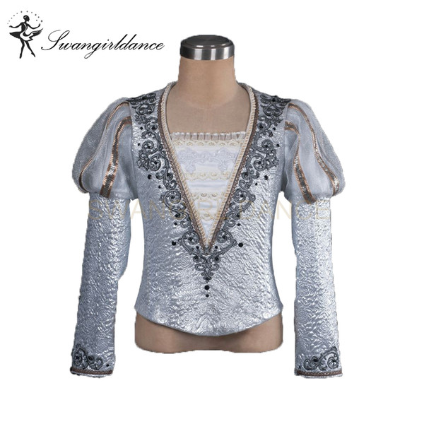 boys puff sleeve performance tunic men ballet jacket outfitmale professional mprince ballet dance top mens ballet costumes BM0003A