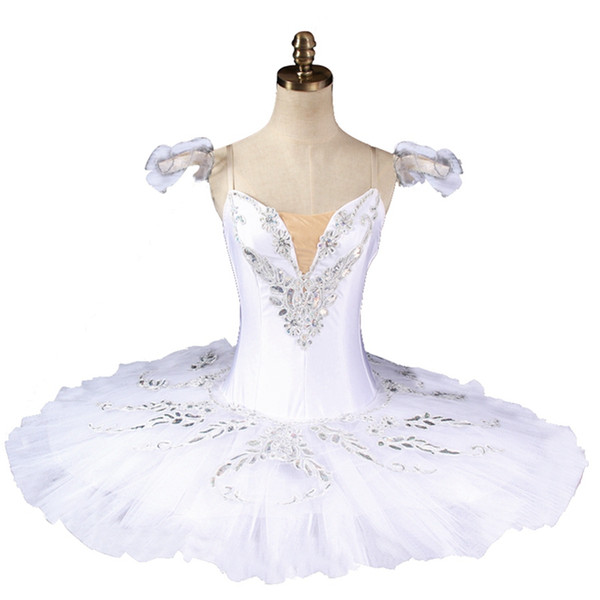 Women Professional Ballet Tutu White Swan Classical Pancake Platter Tutu Skirt Nutcracker Ballet Stage Costume BT8926