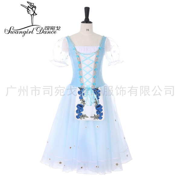 adult blue coppelia professional romantic ballet dress for women giselle ballet stage costume dress BT9239