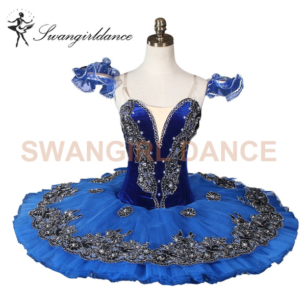 Velvet blue ballet tutu costumes black swan classical ballet tutu professional ballet tutu for performanceBT8983