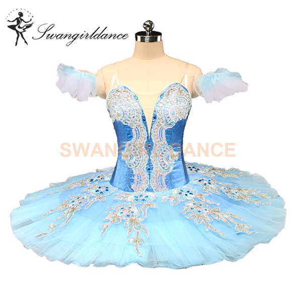 Blue Fairy Professional Ballet Tutu Women Pancake Paltter Performance Blue Doll Stage Costume BT9161