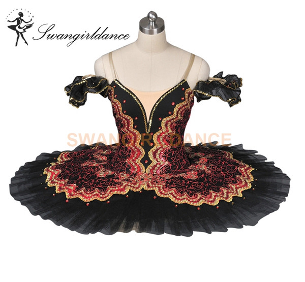 Spanish Burgundy Black Pancake Tutu Women Professional Ballet Tutu Stage Costume Platter Kids Girls BT8941C