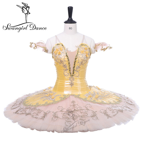 Women Count Queen Competiton Professional Ballet Stage Tutu Dress Girls Gold Peach Nutcracker Ballerina Tutu Perfomrance CostumesBT9233