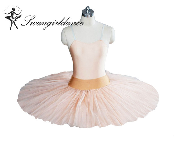 beige pancake half ballet tutu women dancing ballet tutu ballerina costume BT8923