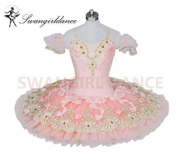 Sugar Plum Fairy Peach Pink Women Flower Professional Pancake Tutu Adult Ballerina Platter Tutu KidsBT9028