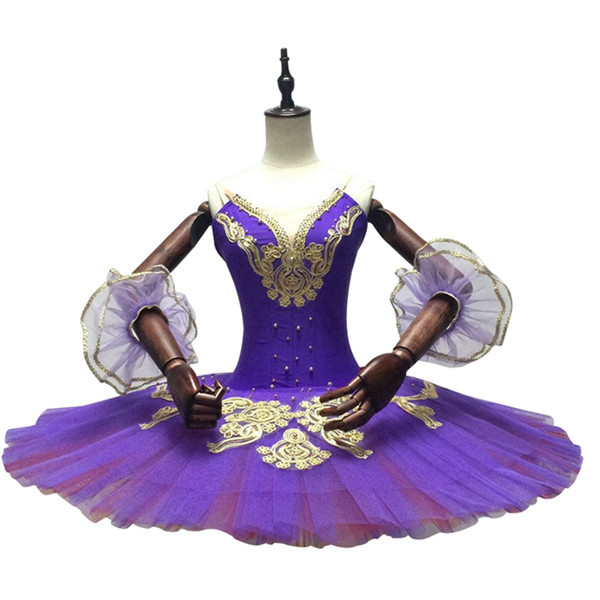 Girl Lilac Fairy Professional Ballet Tutus Purple Gold Women Nutcracker Classical Ballet Costume,Custom Made Pancake Tutu Dress BT8965B