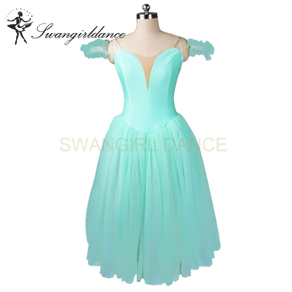 Romantic Girls Peach Green Fairy Performance Ballet Tutu Dress Adult Professional Ballerina Stage Dress With 6layer soft tulle BT9128B