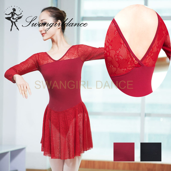 Cotton&Lace Ballet Leotard Dress Girls Adult dance lyrical stage dress Romantic Ballet Clothing Ballerina Dance Costumes CS0194