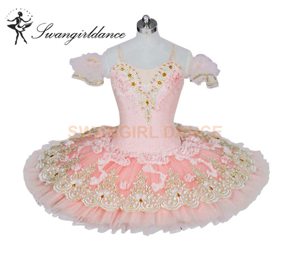 Sugar Plum Fairy Peach Pink Women Flower Professional Pancake Tutu Adult Ballerina Platter Tutu Kids BT9028