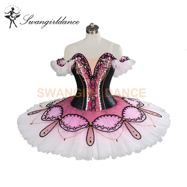 Adult Professional Ballet Tutu Classical Black White Women Ballet Stage Costume Pancake Tutu Skirt Paquita Tutu Ballet Costumes BT9100