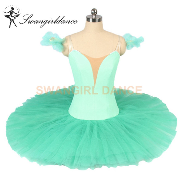 Women Light Green Show Performance Pancake Ballet Stage Costume Tutu Adult Fairy Classical Ballet Tutu Dress BT9111A