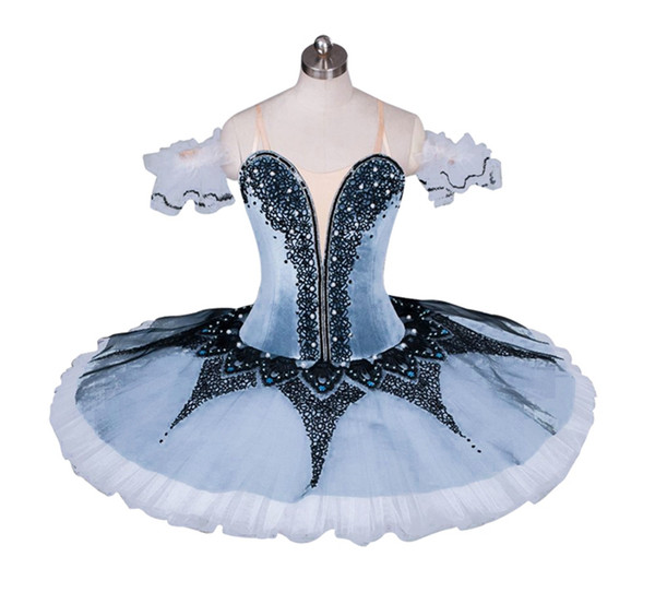 Adult Professional Ballet Tutu Grey White Queen Classical Ballet Stage Costume Nutcracker Performance Gray Platter Tutu BT9032