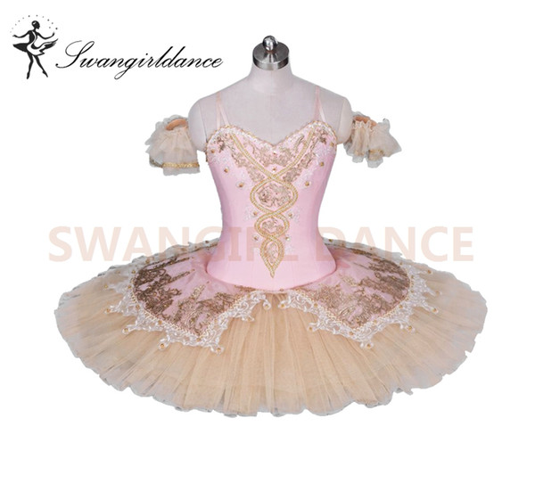 Women Florina Professional Ballet Tutus Skirt Pink Beige Le Corsaire Performance Ballet Stage Costume Ballerina Pancake TutuBT9034