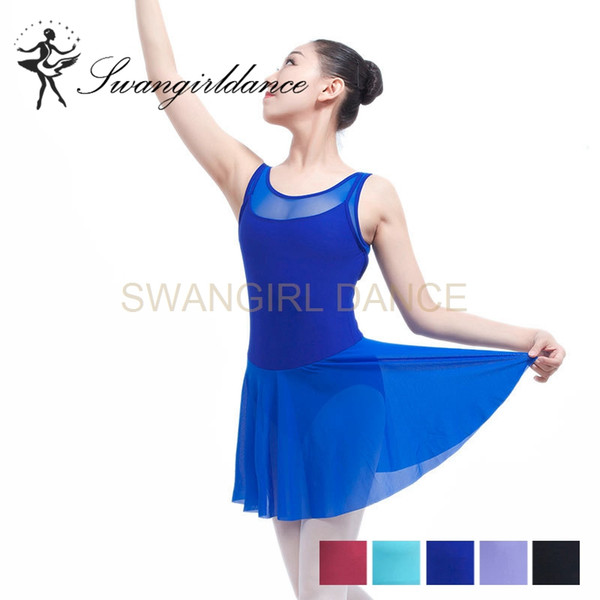 adult tank black mesh ballet leotard dancing dress lyrical dress professional stage ballet clothes dress ML6031