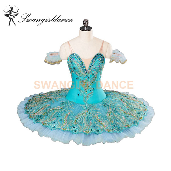 Adult Blue Green Competiton Ballet Stage Custume YAGP Women Pancake Tutu Ballerina Tutu Costume Dress BT9106