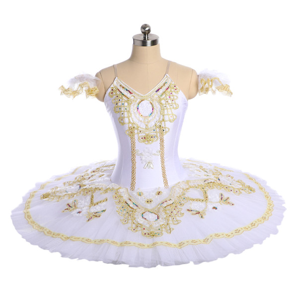 Adult Professional Ballet Tutu Pink with Gold Women Nutcracker Fairy Doll Ballet Stage Costumes Sleeping Beauty Pancake TutuBT8955