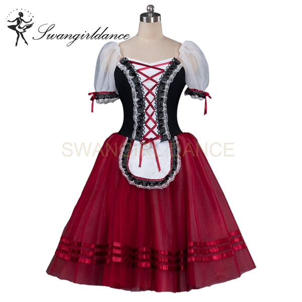 Black Burgundy Giselle Romantic Professional Ballet Tutu Dress Girls Maid Ballerina Classical Tutu Dress BT8904E