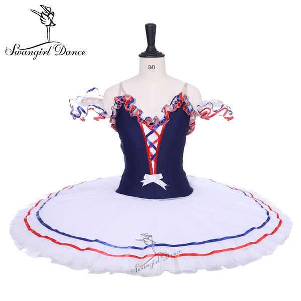 Adult Navy Blue White Women Pancake Platter Ballet Tutu Dress Ballet Stage Costume Flames Bird Professional Ballet Tutus Girls BT9213