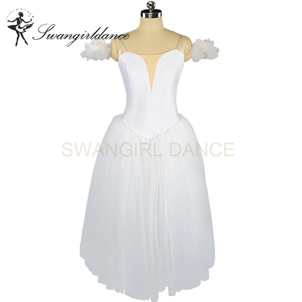 White Fairy Professional Romantic Ballet Tutu Dress Girls Custom Made Performance Ballet Long Tutu Ballerina Soft Tulle Long Dress BT9128A