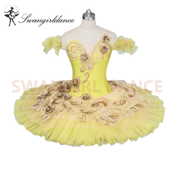 Adult Canary Fairy Professional Ballet Tutu Yellow Gold Platter Plate Tutu Skirt Performance Classical Ballet Costume For WomenBT9024