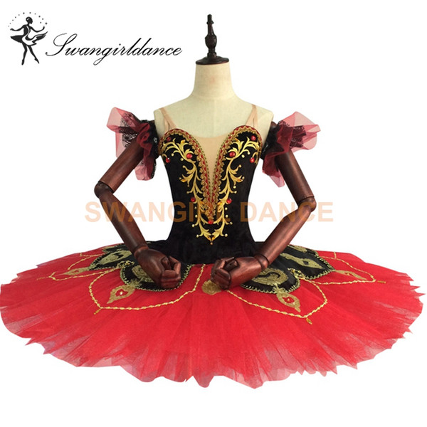 Professional Ballet Tutu Black Red Adult Costume Tutus Women Professional Tutus Kids Pancake Tutus for Competitions BT9091A