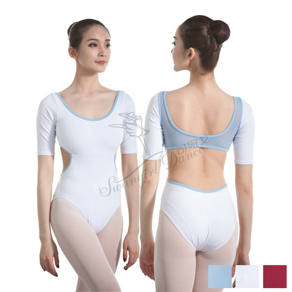 adult Long Sleeve Ballet Dance Leotards Women White Gymnastics Leotard Ballet Bodysuit Dance Costume Ballet ClothesCS0704