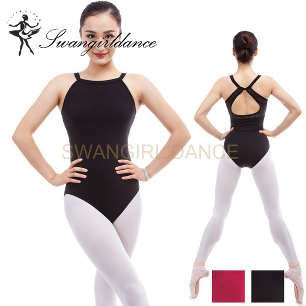 hot sale women burgundy gymnastic ballet leotards with mesh CS0302 adult dancewear gymnastic dance leotards