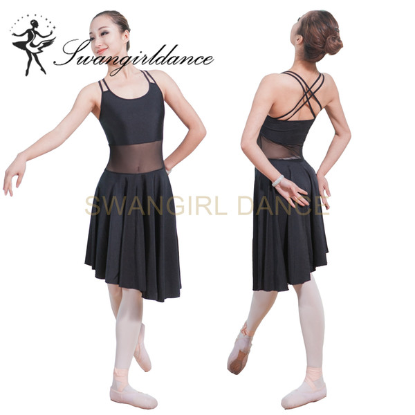 Women Double Camisole Sexy Professional Ballet Dance Lyrical Dress Girls Adult Latin Dance Dress ML6029