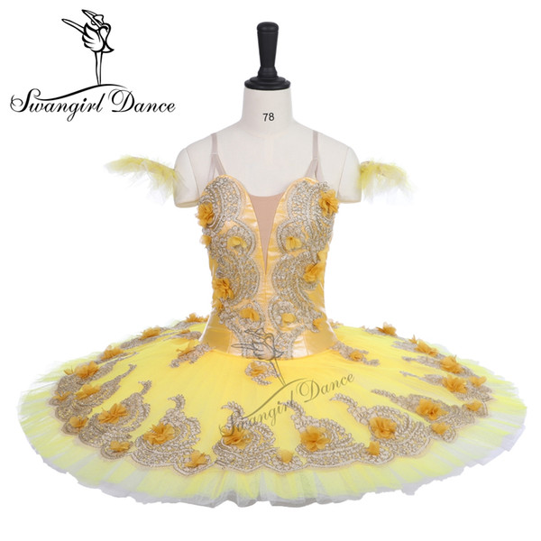 Gold Yellow Flower Fairy Classical Ballet tutu Professional Woman Girls Stage Costumes Canary Fairy Tutu Dance Performance BT9147