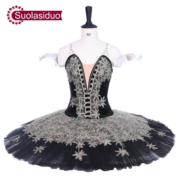 Adult Black Classical Ballet Tutu Don Quixote Perfromance Stage Wear Women Star logo Ballet Dance Competition Costumes Girls Ballet Skirt