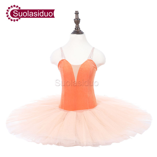 Children Orange Ballet Tutu Blue Stage Performance Costumes Kids Professional Ballet Dance Competition Apperal Adult Ballet Skirt