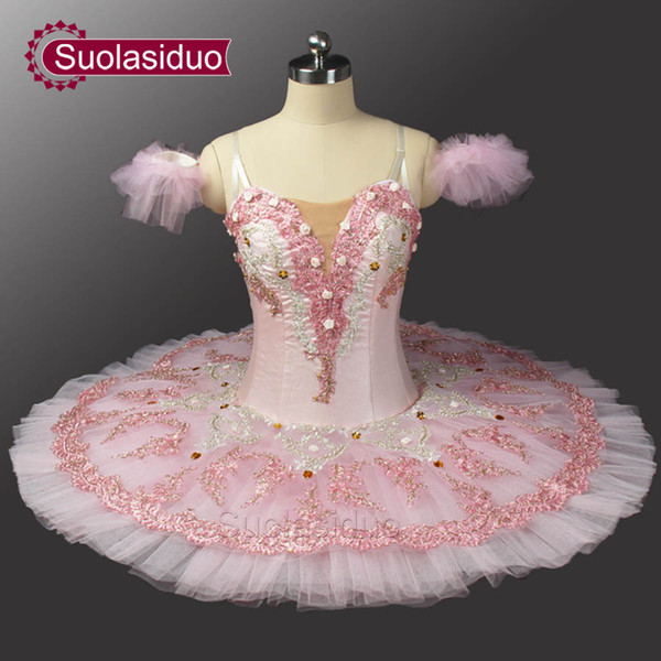 Pink Peach Fairy Professional Ballet Tutu With Flowers Ballet Professional Tutu For Adults Girls Ballet Tutu Dress SD0082