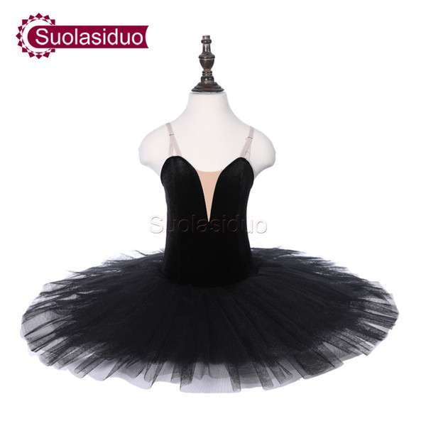 Girls Black Classical Ballet Tutu Orange Stage Performance Dancewear Kids Professional Ballet Dance Competition Costumes Adult Ballet Skirt