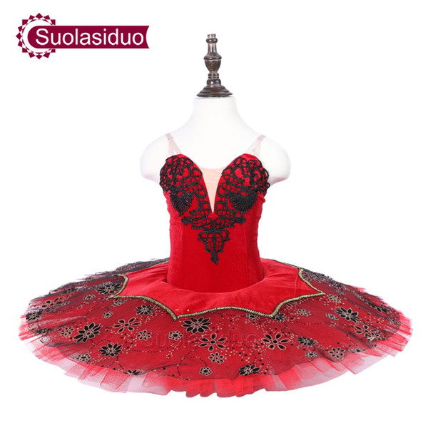 Kids Red Professional Ballet Tutu Apperal Children Performance Ballet Dance Costumes Adults Classical Stage Wear Women Skirt