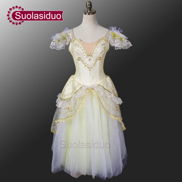 Gold Romantic Ballet Tutu Dress Girl Ballet Tutu Dress White Romantic Tutu Dress Women De Danse Kids SD0008D