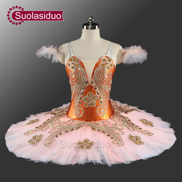 Professional Ballet Tutu Costume YAGP Competition Tutus For Girls Orange Classical Ballet Tutu Stage Costume SD0068